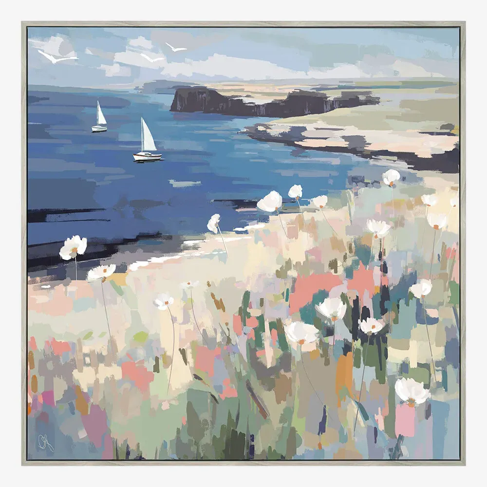 On the Breeze Framed Canvas - Blue, Grey product