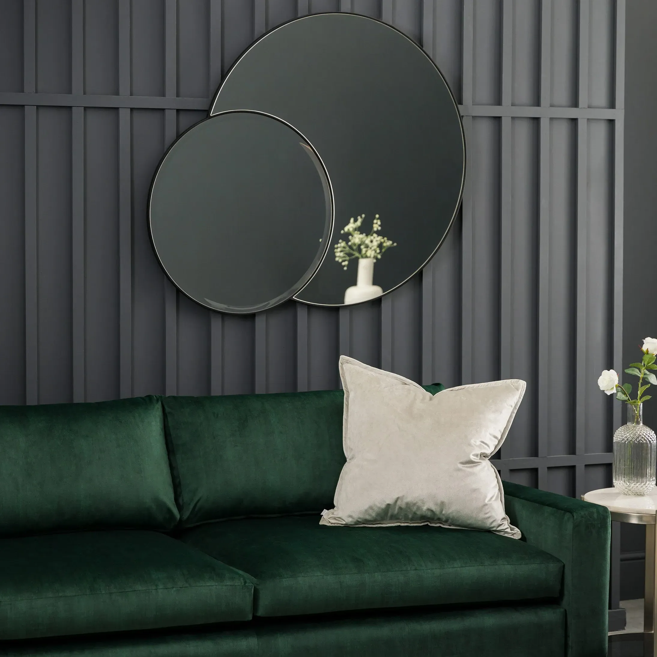 Orlando Double Circle Wall Mirror - Black product