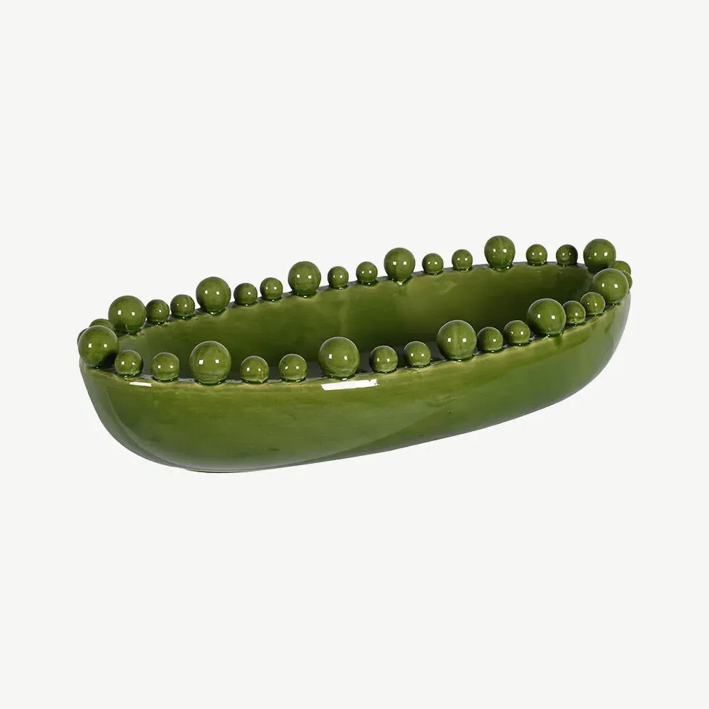 Oval Ceramic Bobble Bowl - Green alternate view