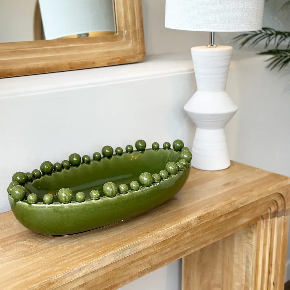 Oval Ceramic Bobble Bowl - Green product
