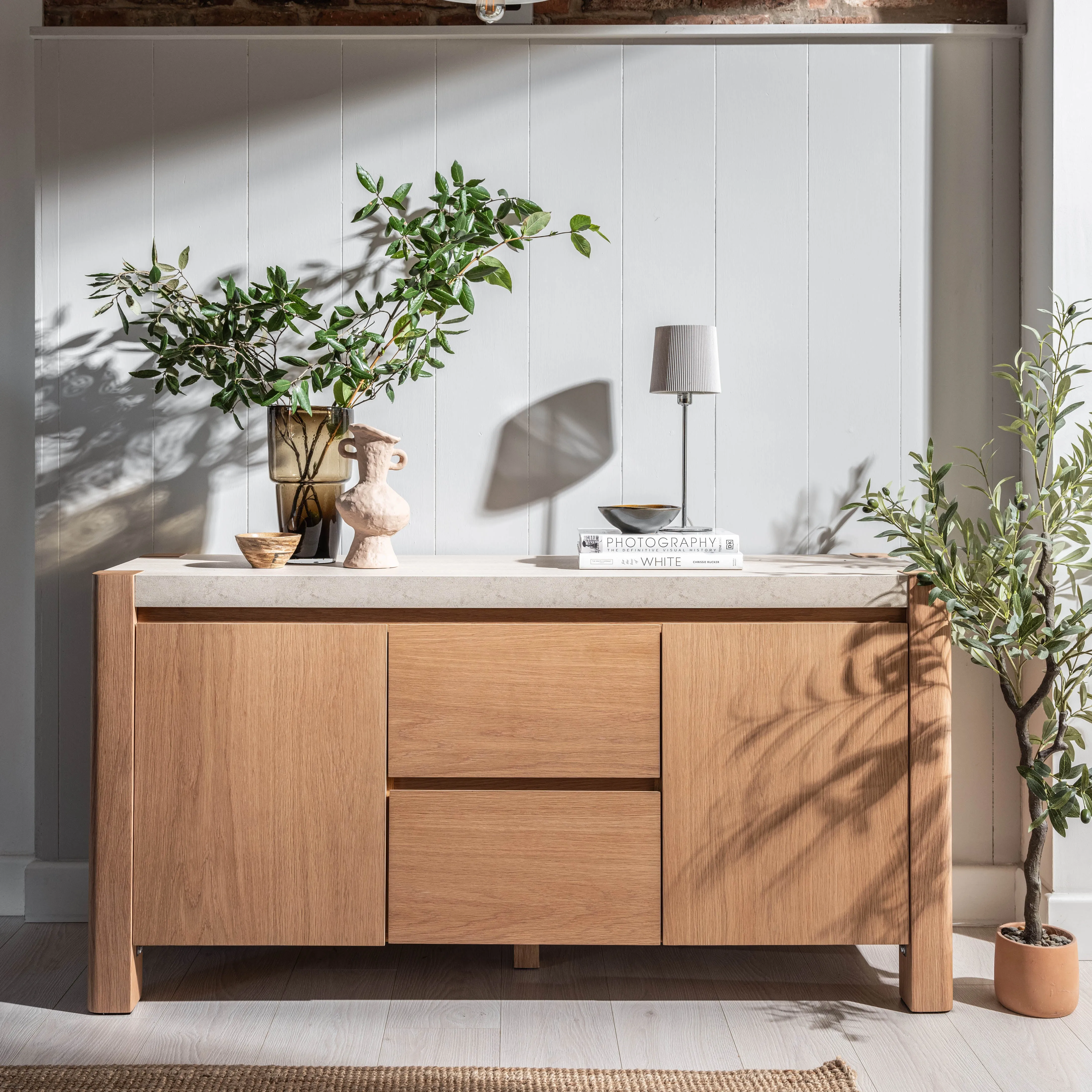 Padstow Wide Sideboard with Soft-Close Drawers - Oak, HPL product