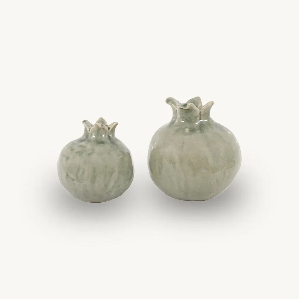 Pair of Pomegranate Ornaments - Green, Ceramic alternate view
