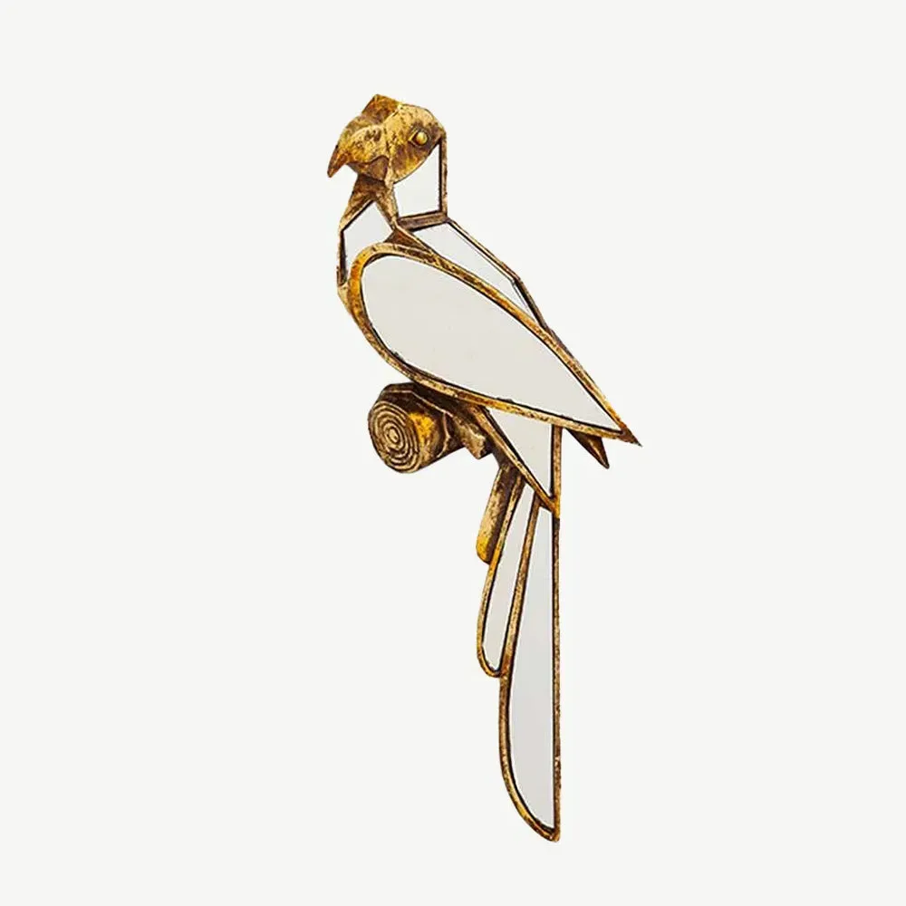 Parrot Wall Mirror - Gold, Metal product