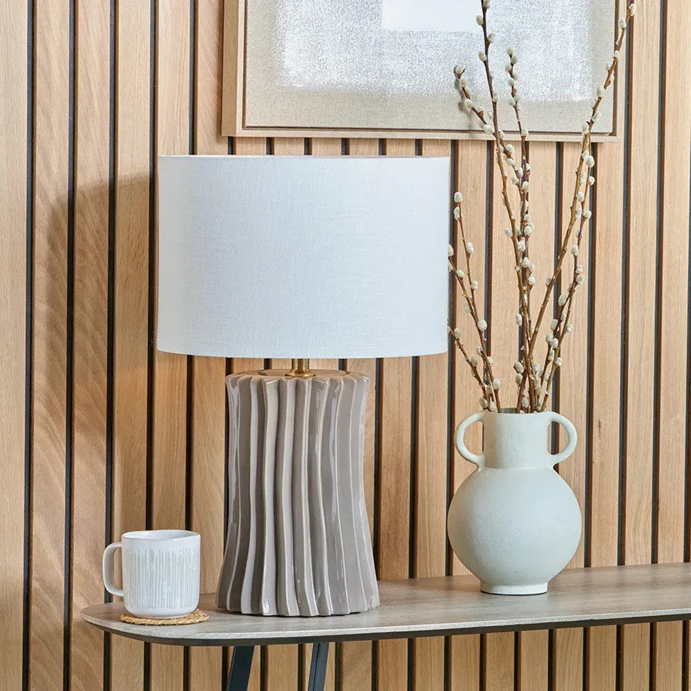 Pleated Ceramic Table Lamp Base - Taupe product