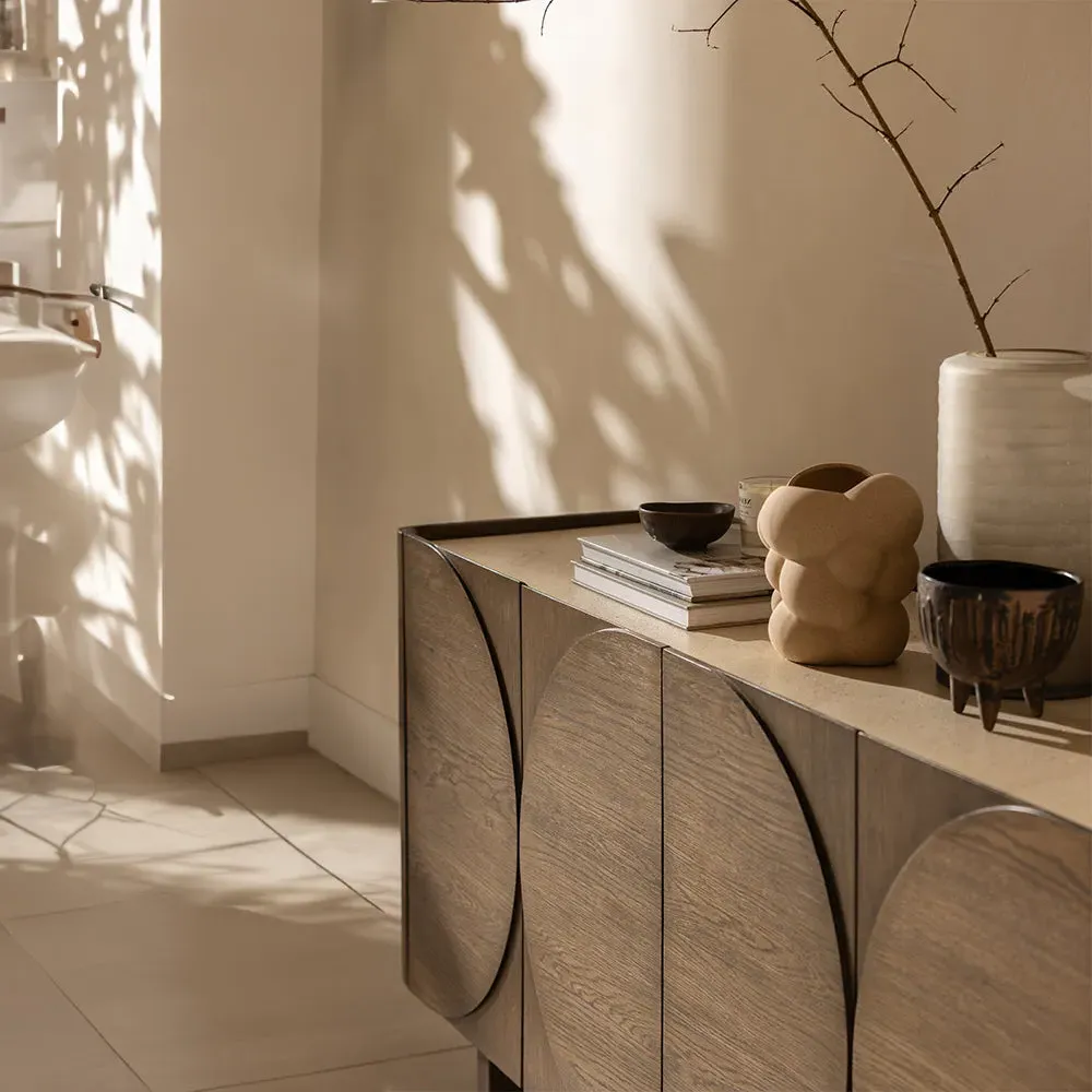 Pompeii Wide Sideboard - Dark Brown, Faux Travertine alternate view