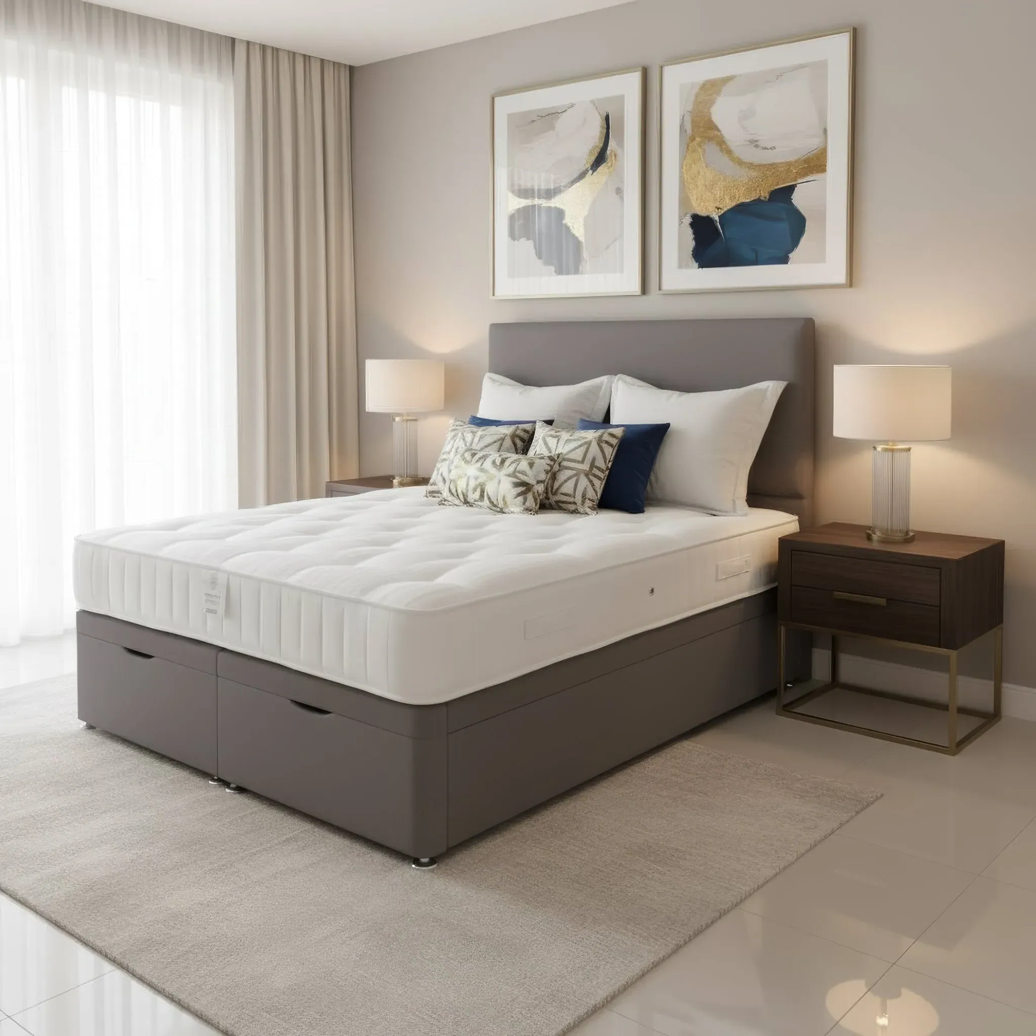 Prarie King Size Ottoman Bed with Storage - Dark Grey product