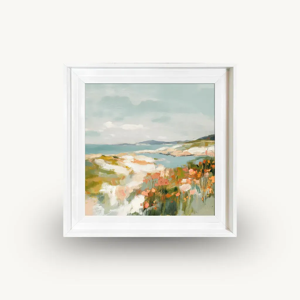 Quiet Bay & Flowers II Framed Wall Art - Double White Frame product