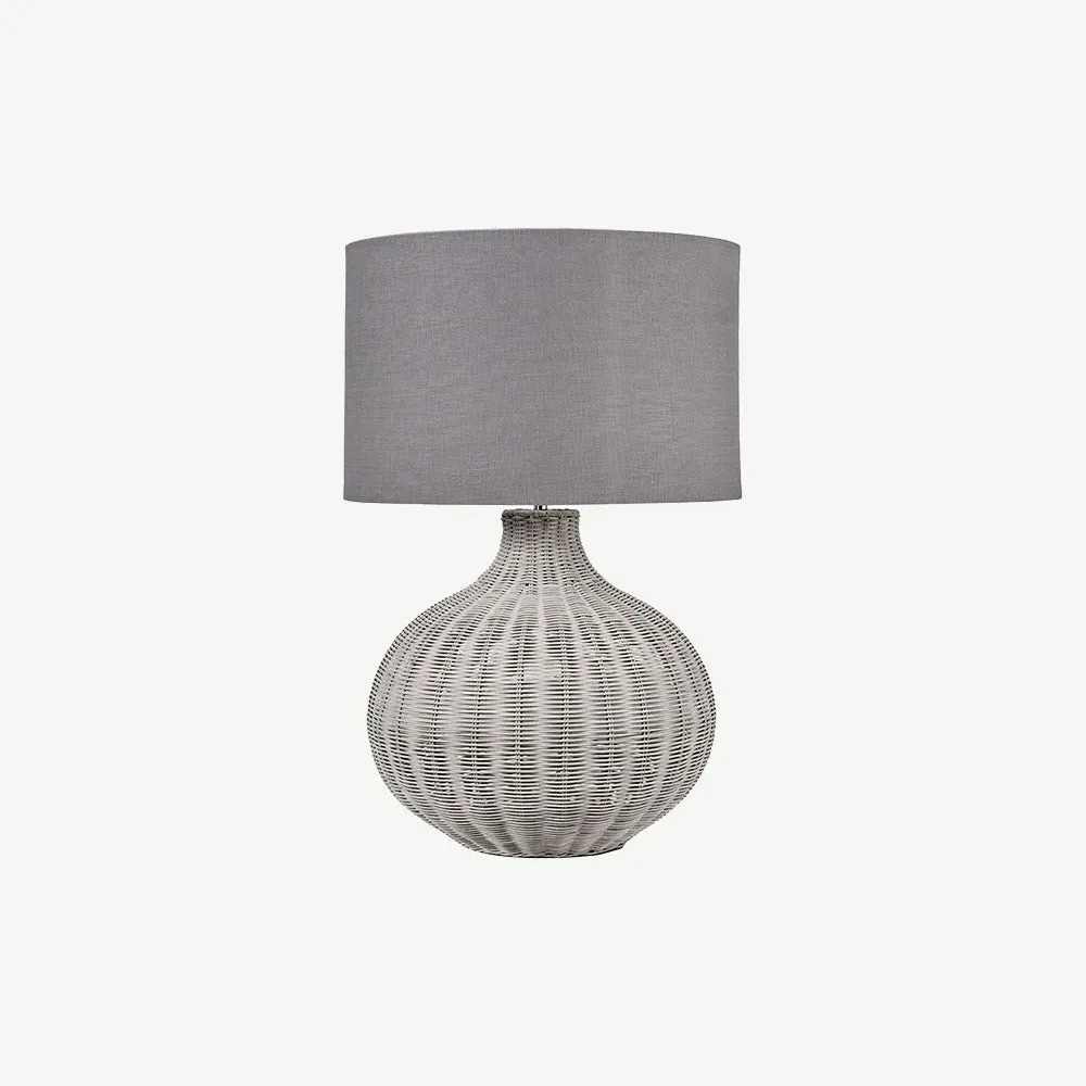 Rattan Table Lamp - Grey Wash, Linen alternate view