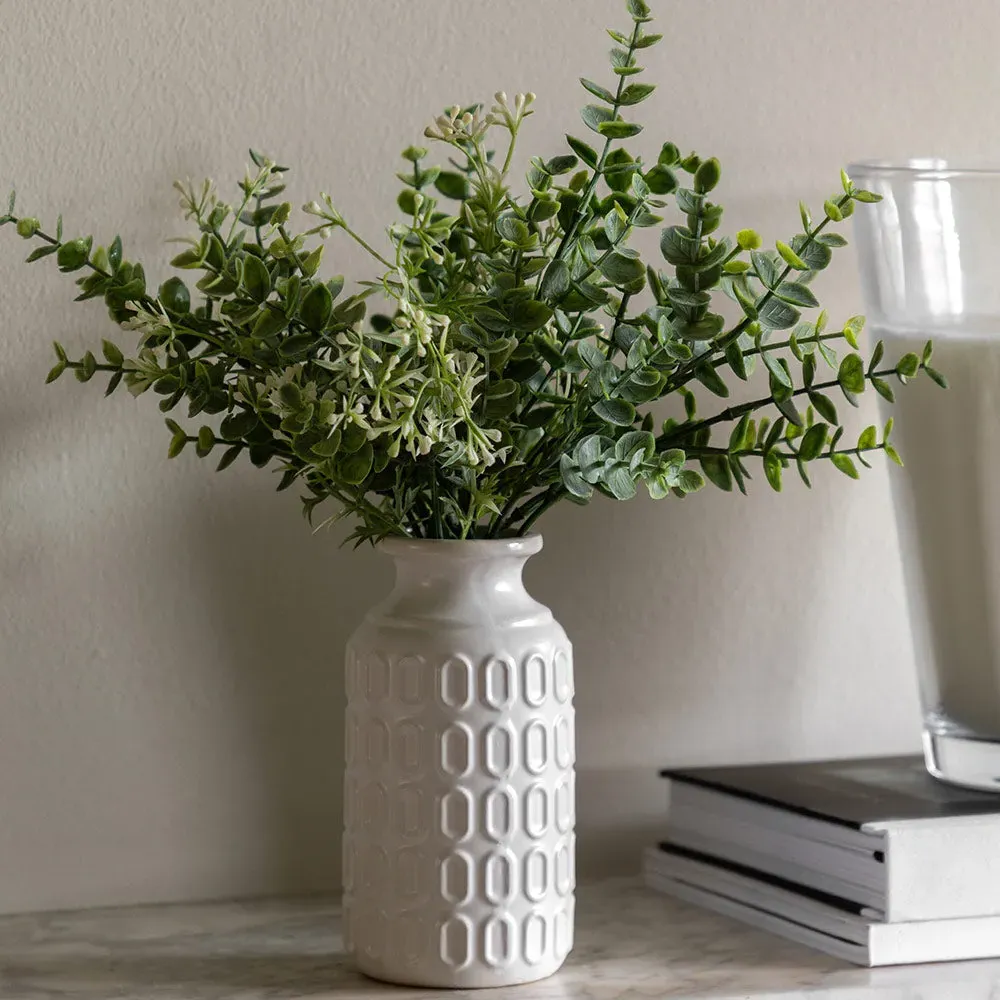 Retro Vase with Eucalyptus - White alternate view