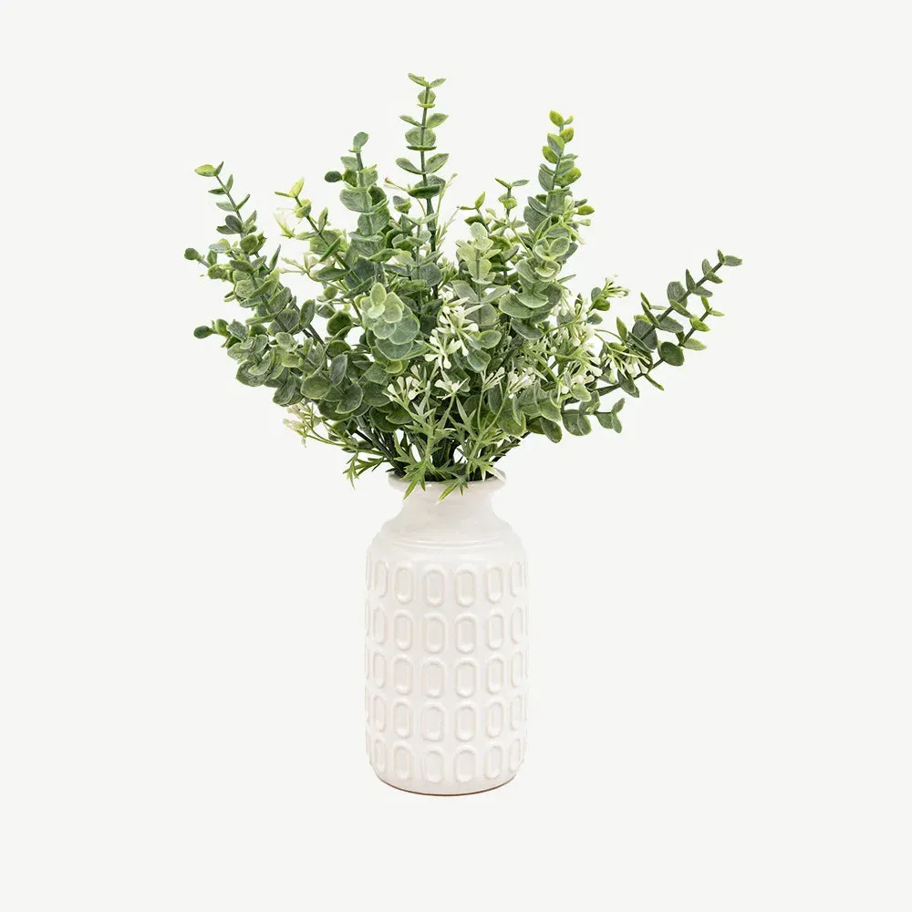 Retro Vase with Eucalyptus - White product