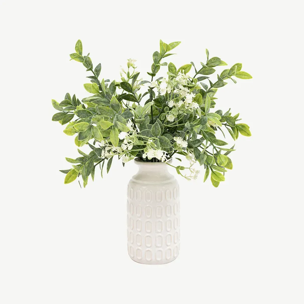Retro Vase with Meadow Foliage - White product