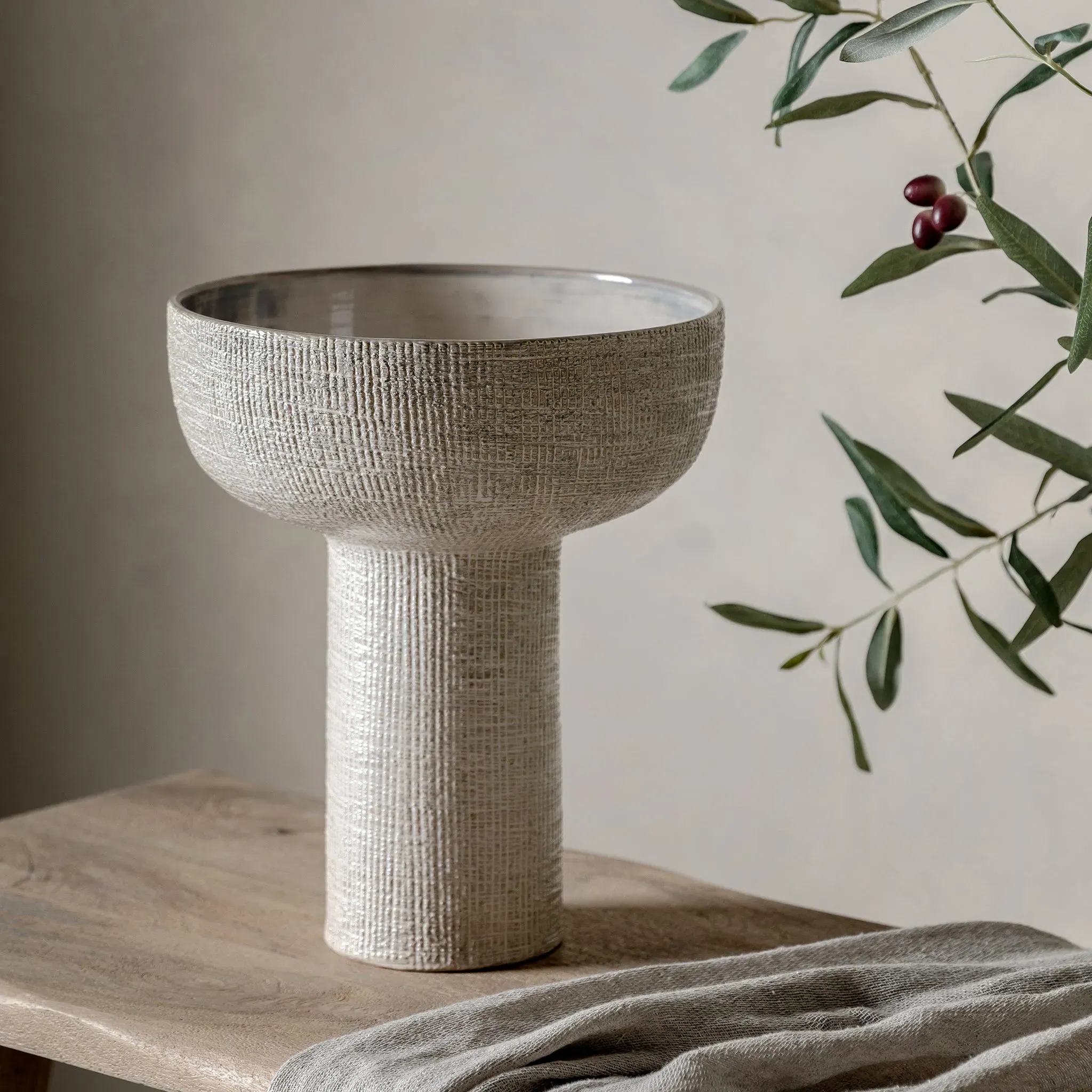 Rib Textured Ceramic Vase - Matte Natural product