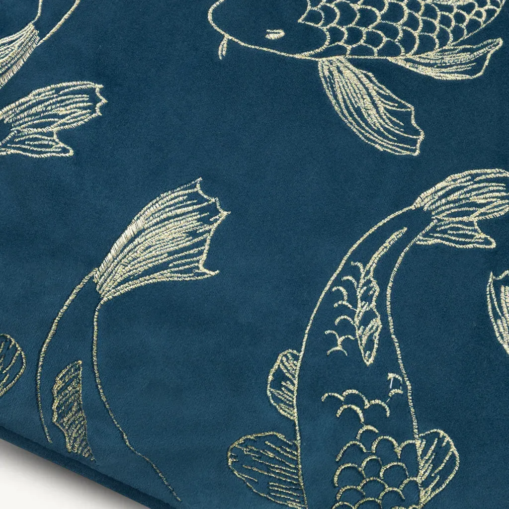 Rigel Embroidered Velvet Cushion - Gold alternate view