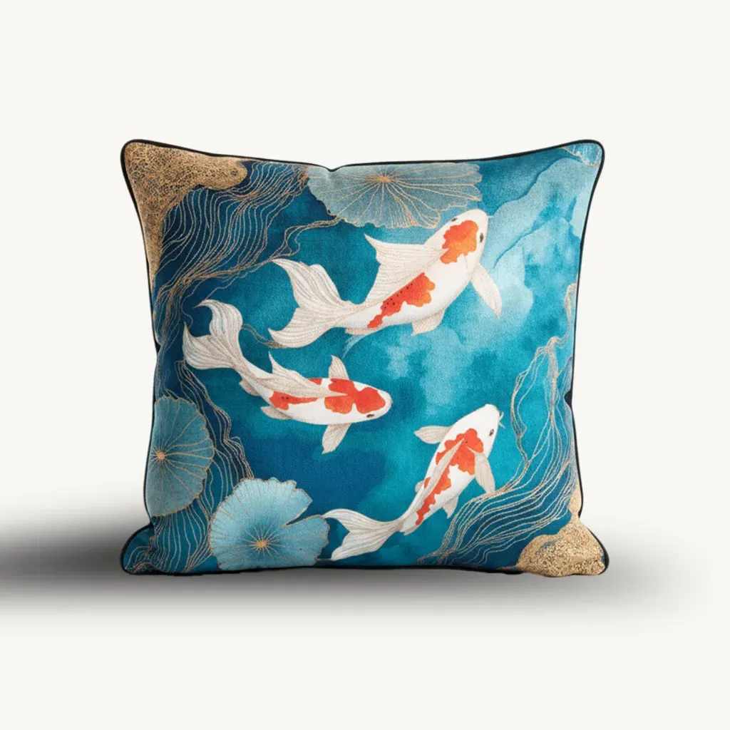 River Koi Extra Large Cushion - French Velvet alternate view