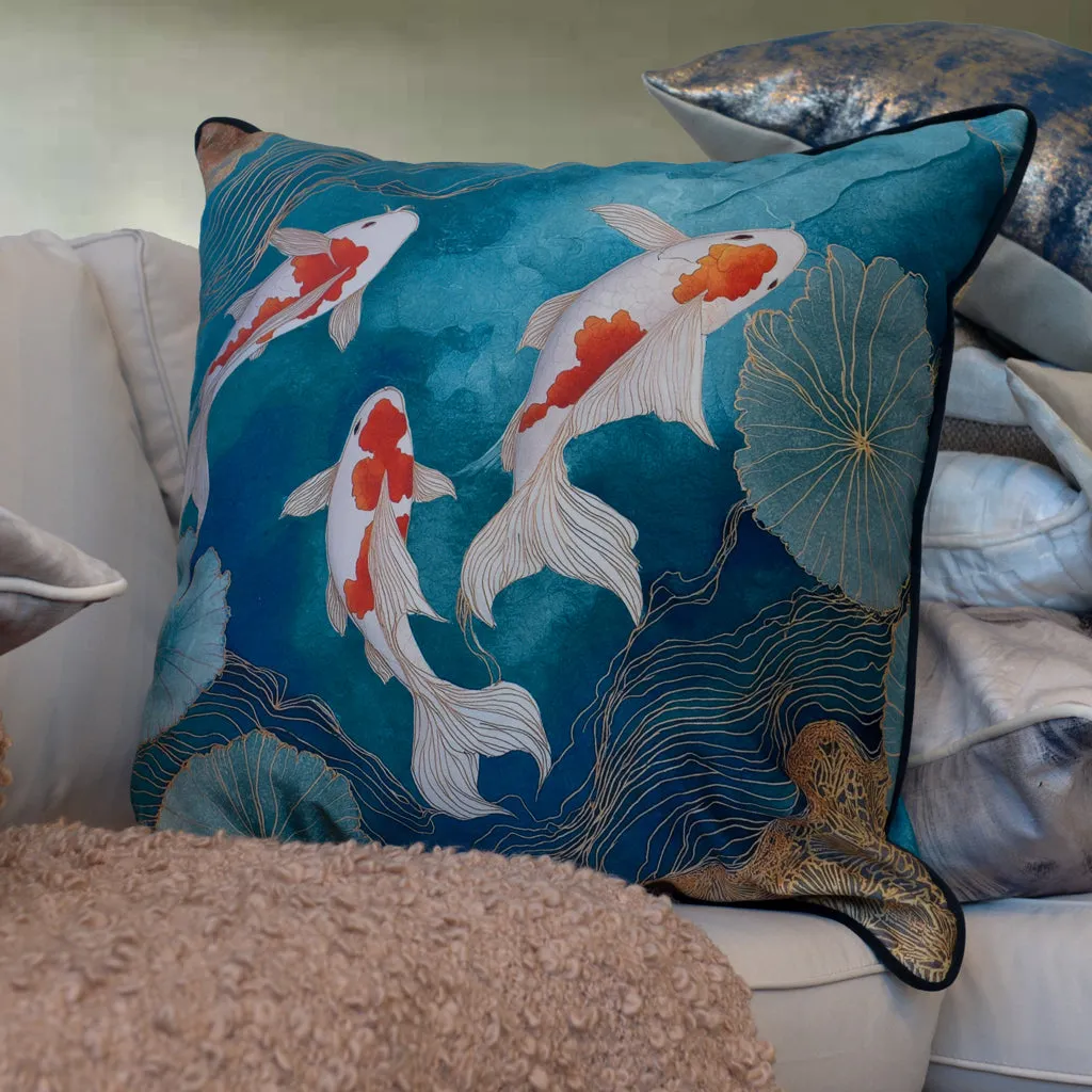 River Koi Extra Large Cushion - French Velvet product