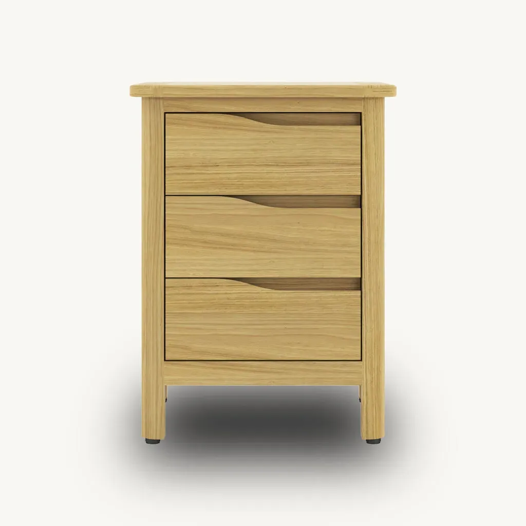 Romina 3 Drawer Bedside Table - Oak alternate view