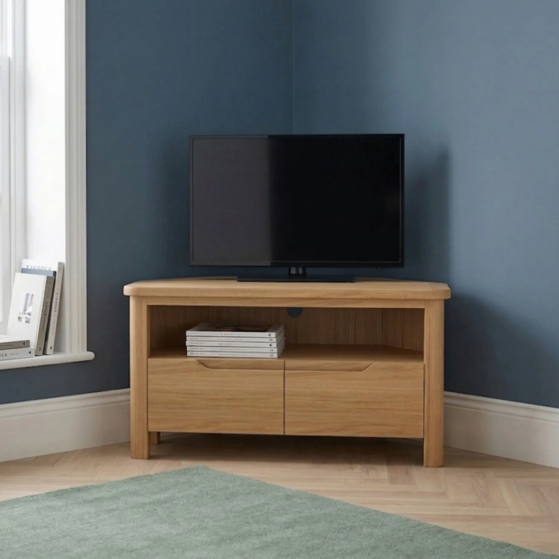 Romina Corner TV Unit - Oak, Solid Wood product