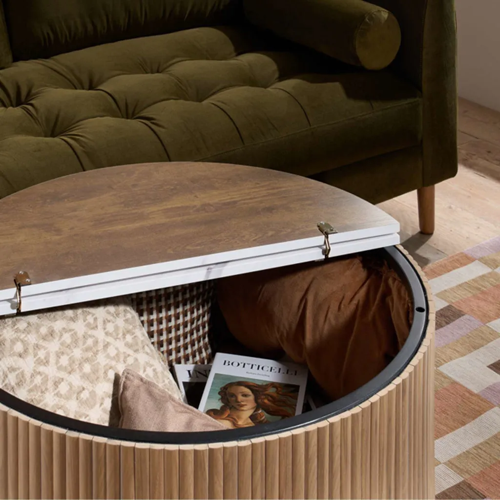Rosalia Round Coffee Table with Storage - Oak alternate view