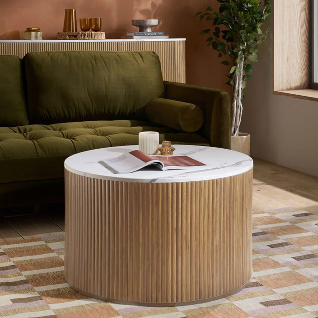 Rosalia Round Coffee Table with Storage - Oak product