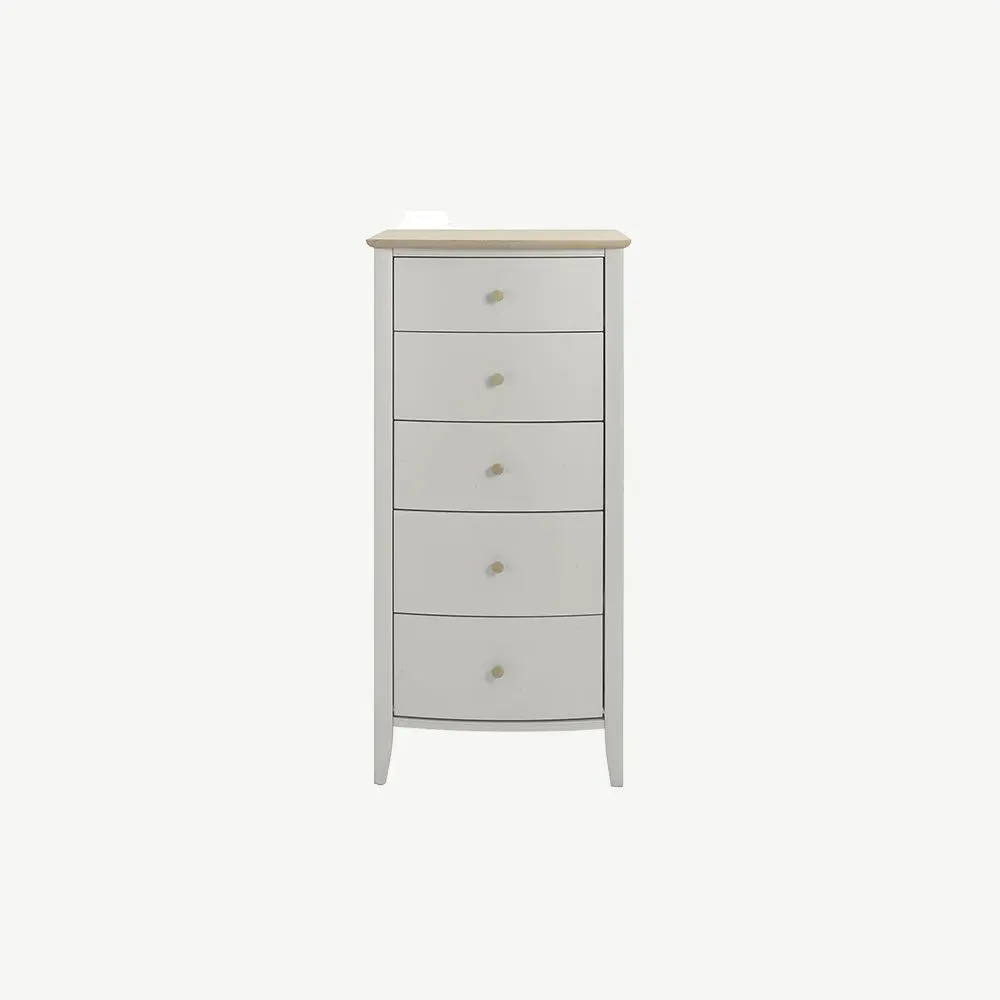 Runswick Scandi Oak 5 Drawer Tall Chest - Grey, Oak alternate view