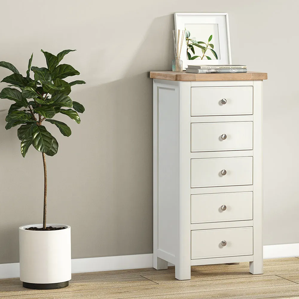 Rutland 5 Drawer Chest - White, Wood product
