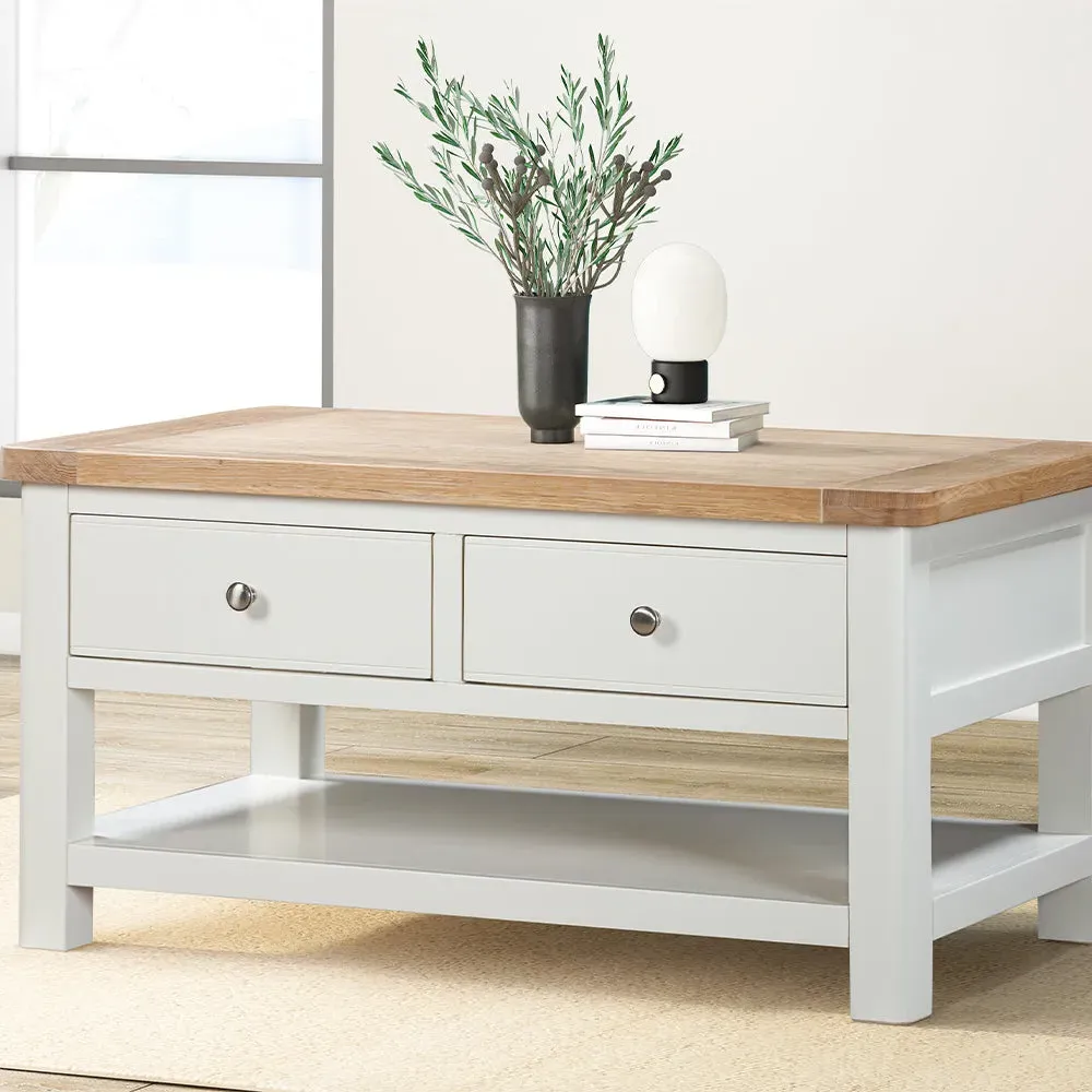 Rutland Coffee Table with Storage - Off-White, Wood product