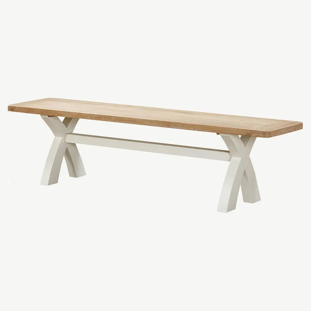 Rutland Cross Leg Bench - Off-White, Wood alternate view