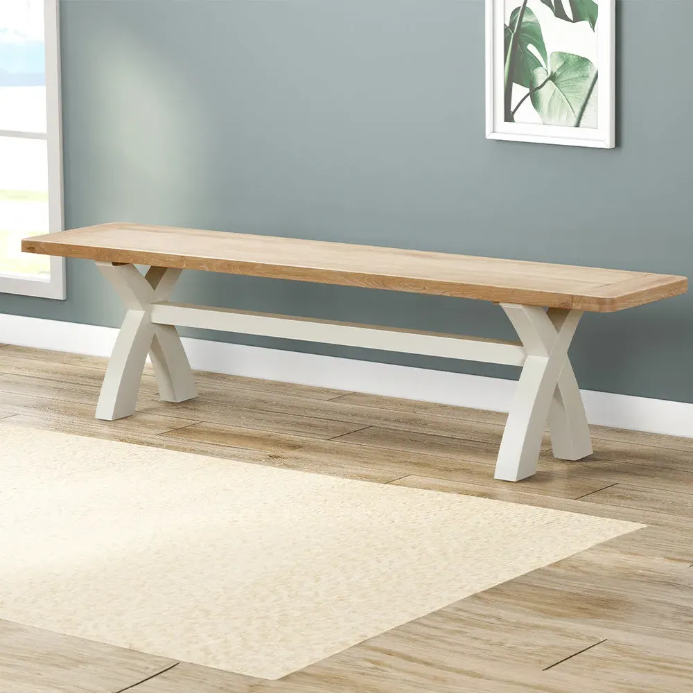 Rutland Cross Leg Bench - Off-White, Wood product
