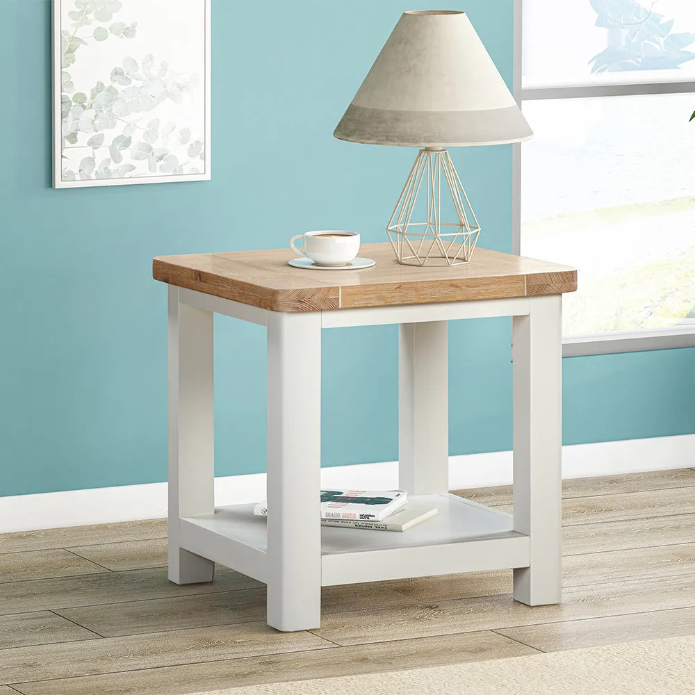 Rutland Painted Lamp Table - Off-White, Wood alternate view