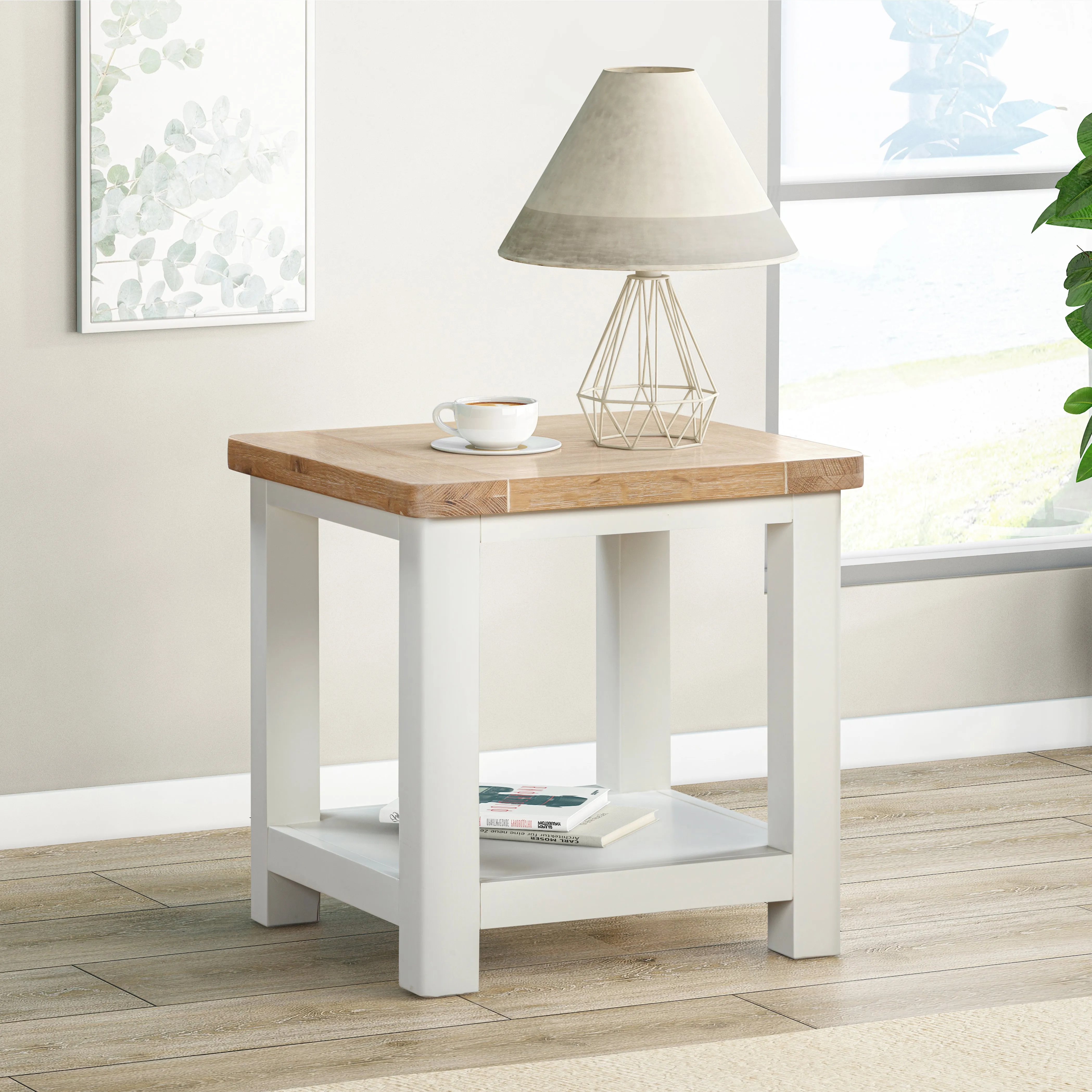Rutland Painted Lamp Table - Off-White, Wood product