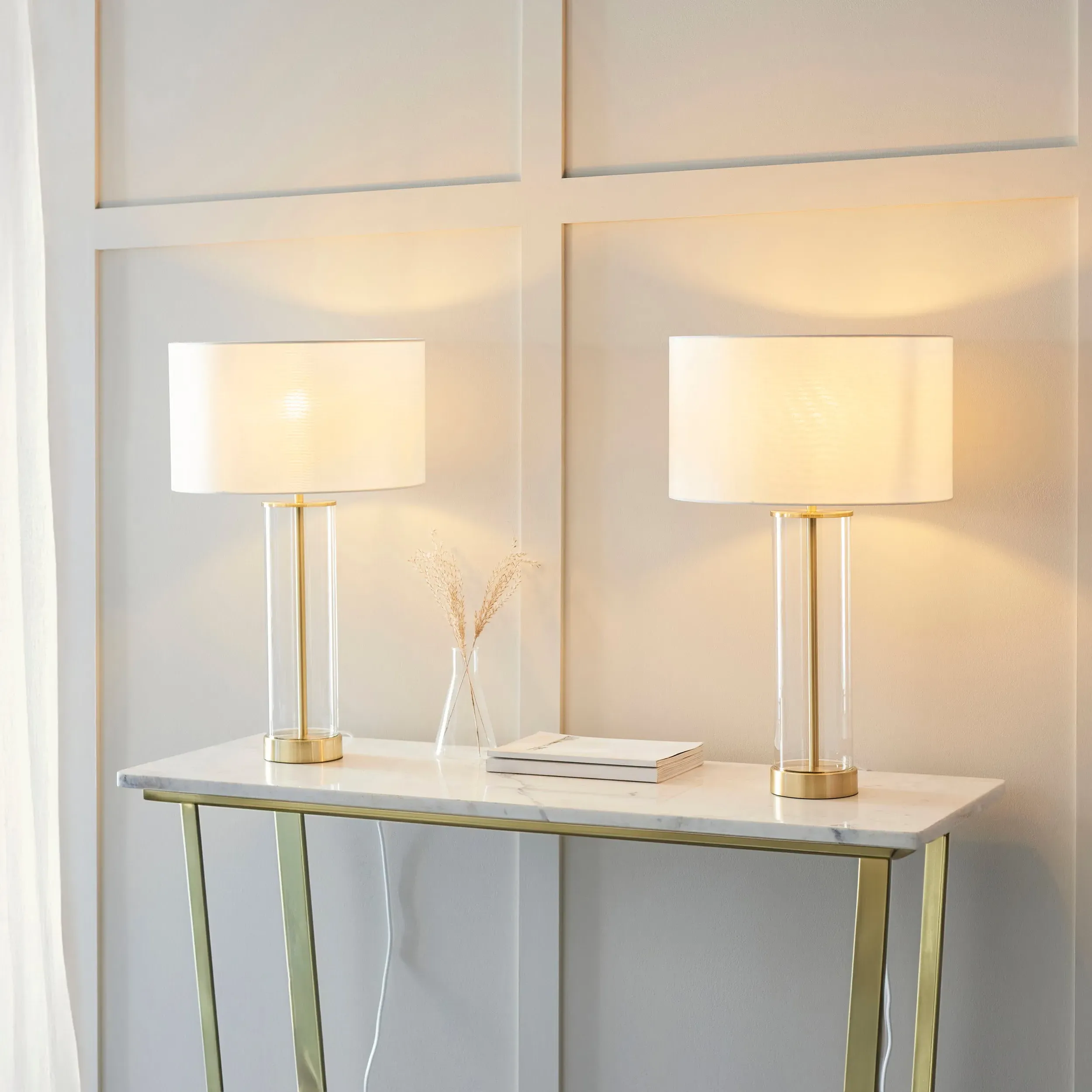 Saga Set of 2 Touch Table Lamps - Brushed Gold, Glass product