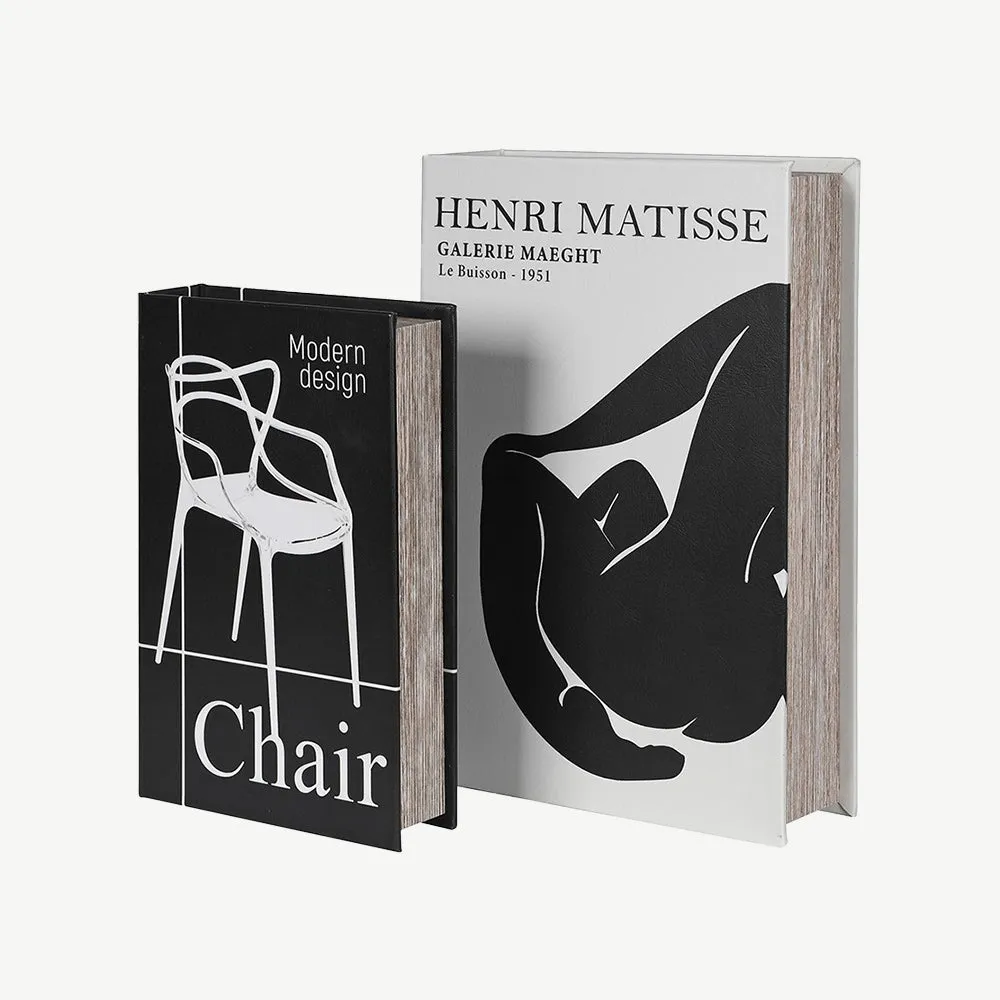 Set of 2 Book Boxes with Hidden Storage - Black & White product