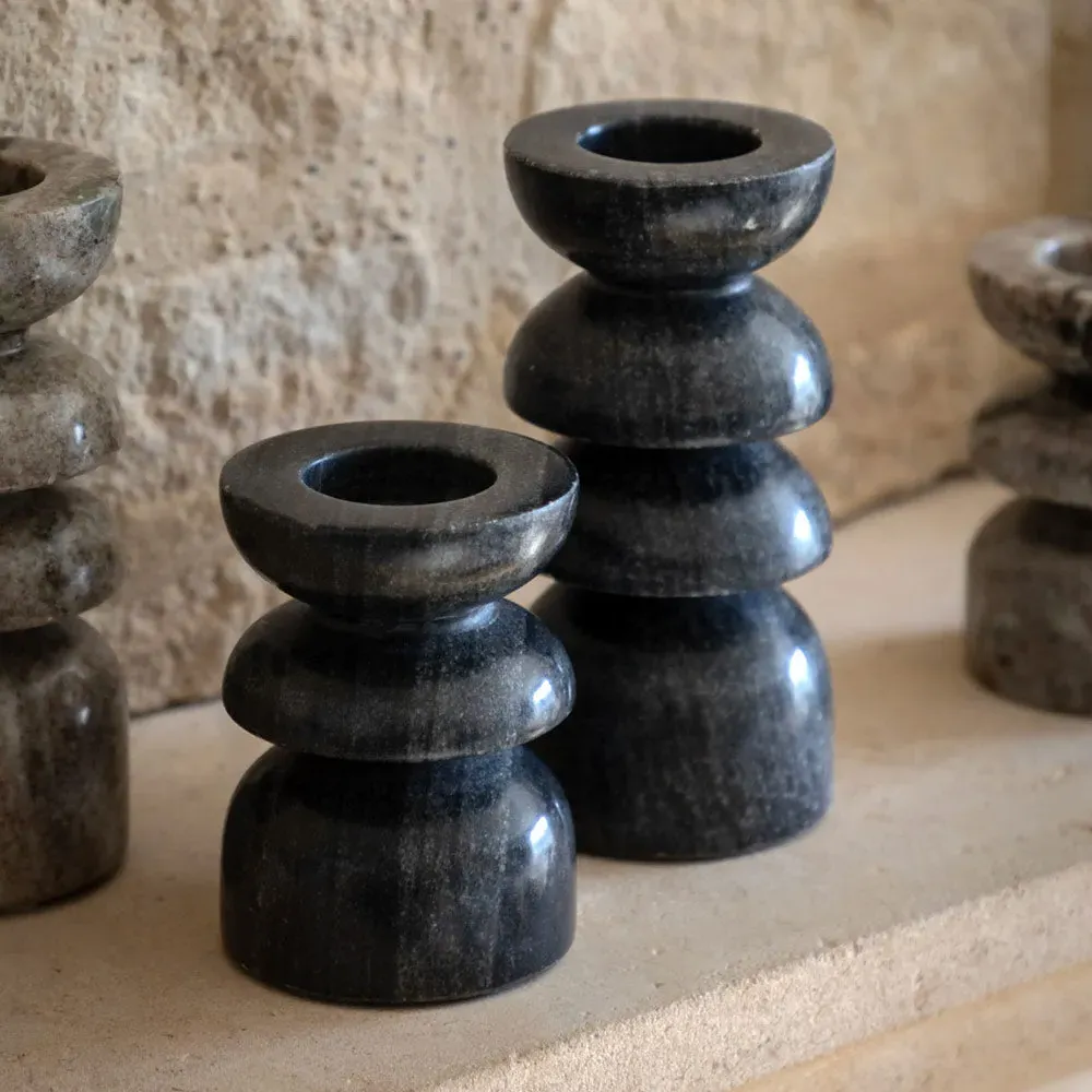 Set of 2 Marble Candlesticks - Grey product