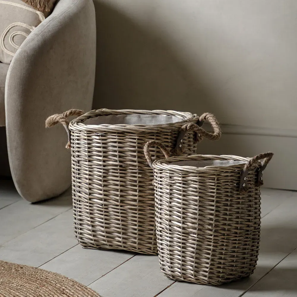 Set of 2 Square Stacking Baskets - Natural product