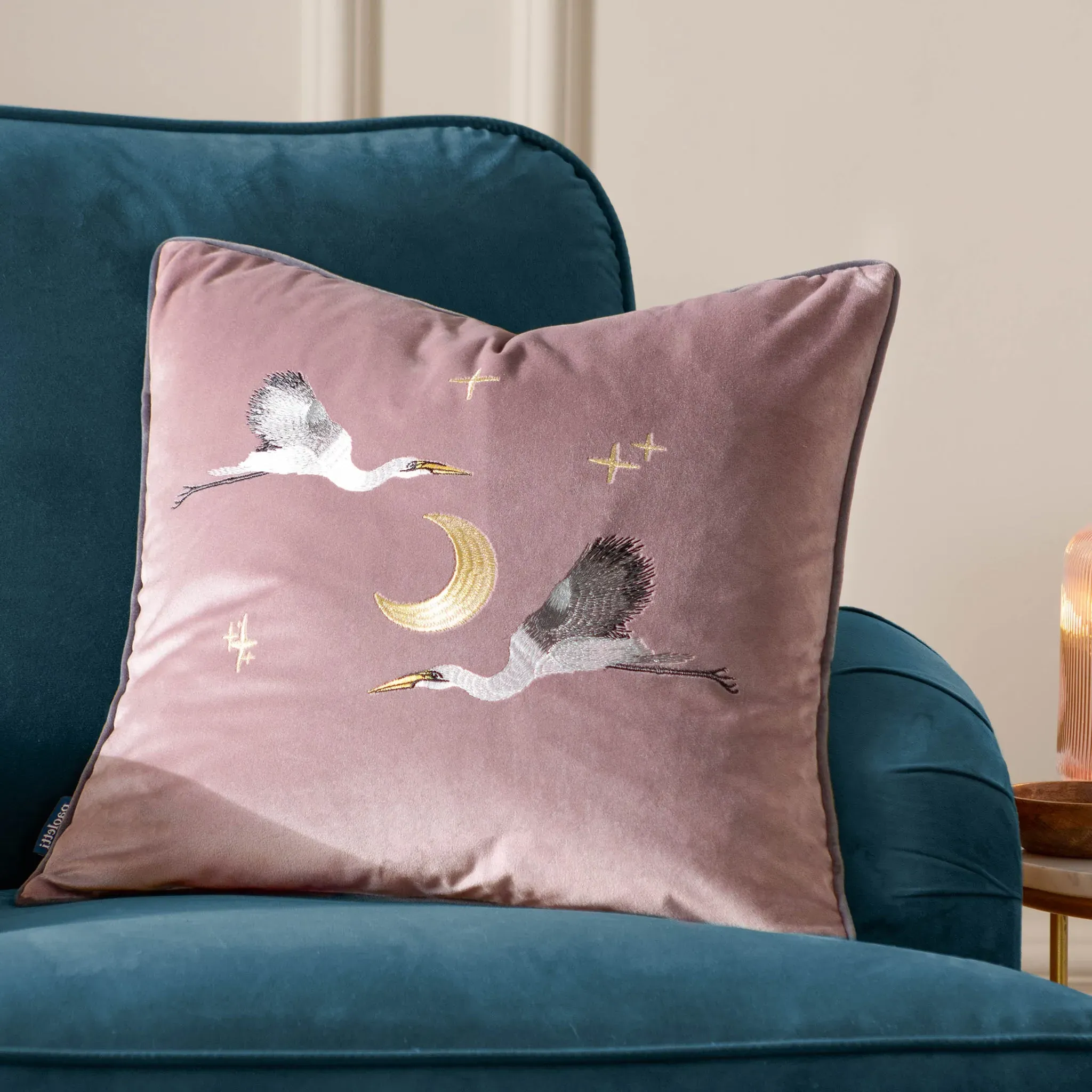 Skye Embroidered Velvet Cushion - Velvet product