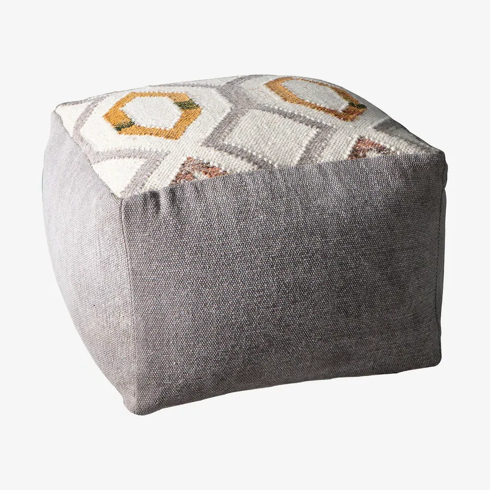 Square Pouffe - Ochre, Grey alternate view