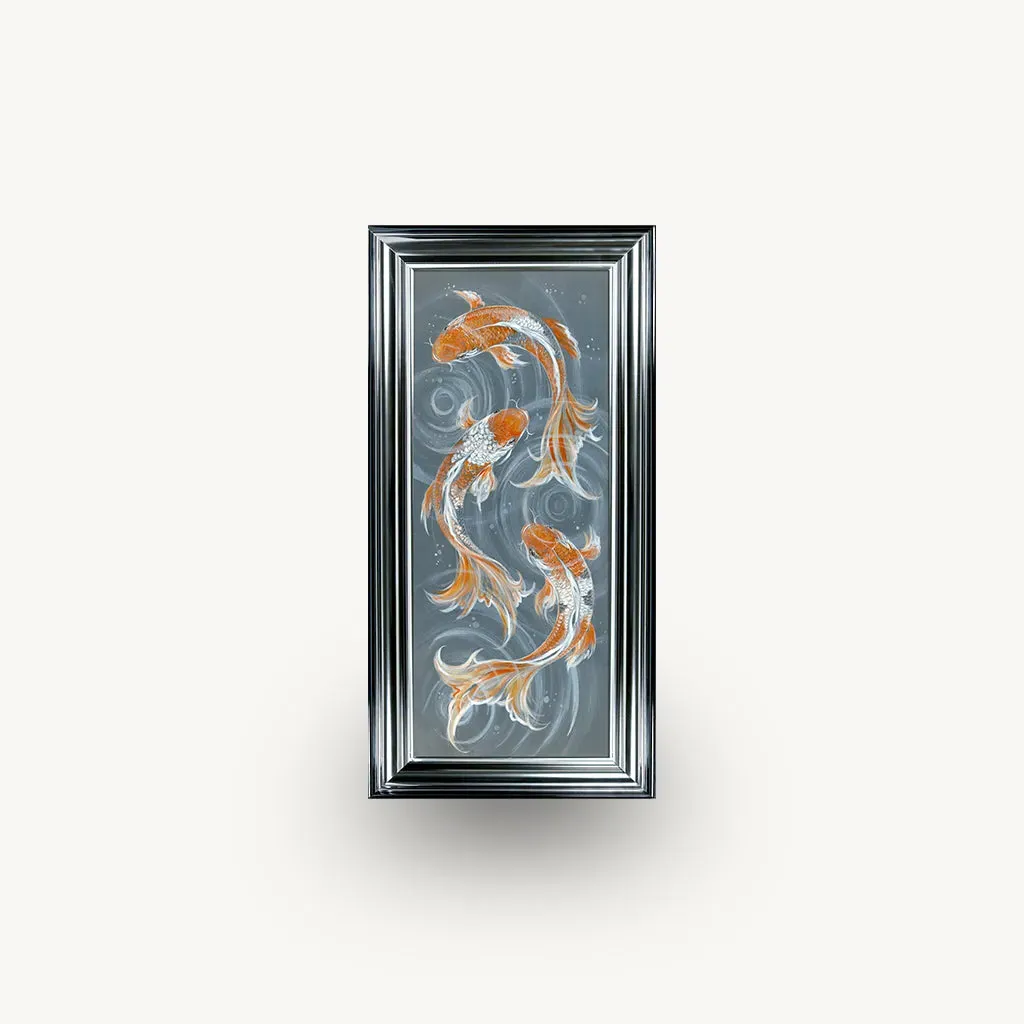 Swimming Koi Framed Wall Art - Silver alternate view