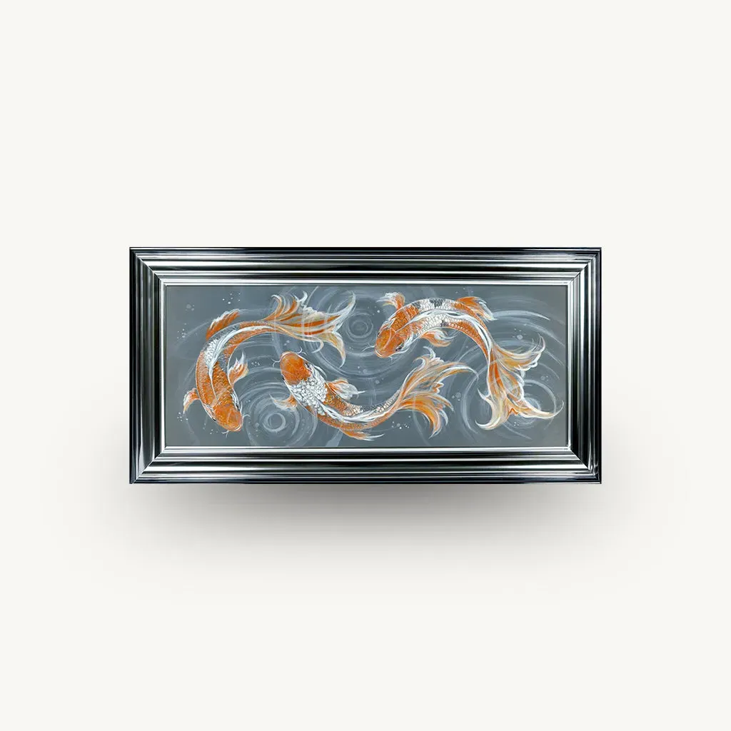 Swimming Koi Framed Wall Art - Silver product