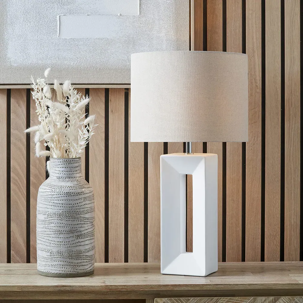 Tall Block Table Lamp - White, Ceramic alternate view