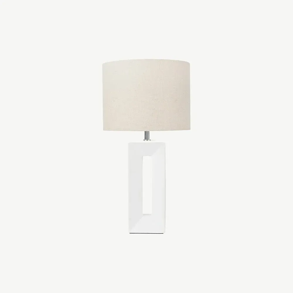 Tall Block Table Lamp - White, Ceramic product