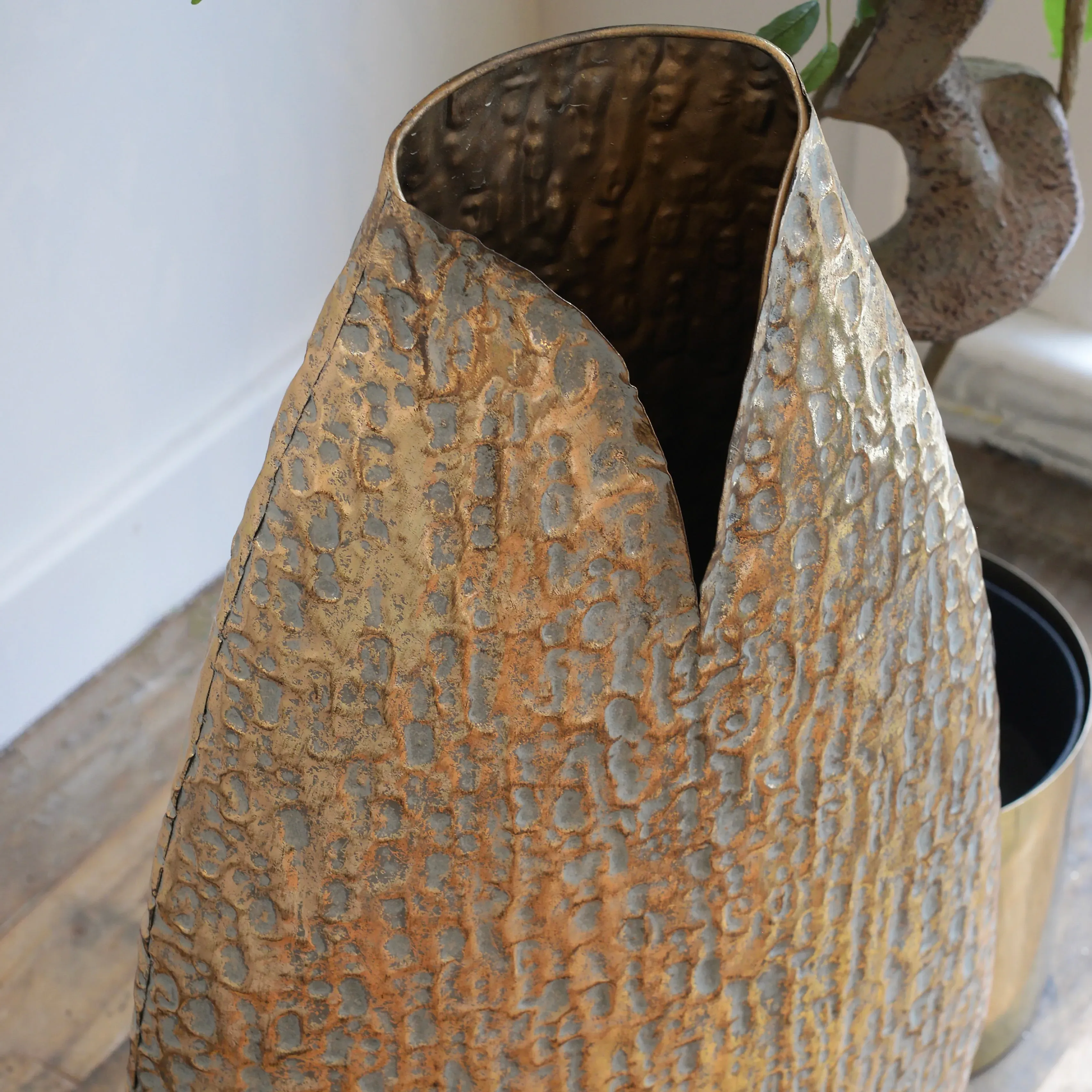 Tall Textured Vase - Gold, Iron alternate view