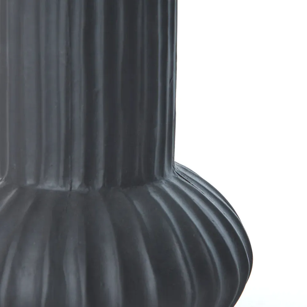 Tall Vase with Ribbed Detail - Black, Ceramic alternate view