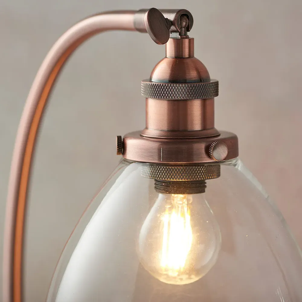 Tatton Adjustable Table Lamp - Aged Copper, Glass alternate view