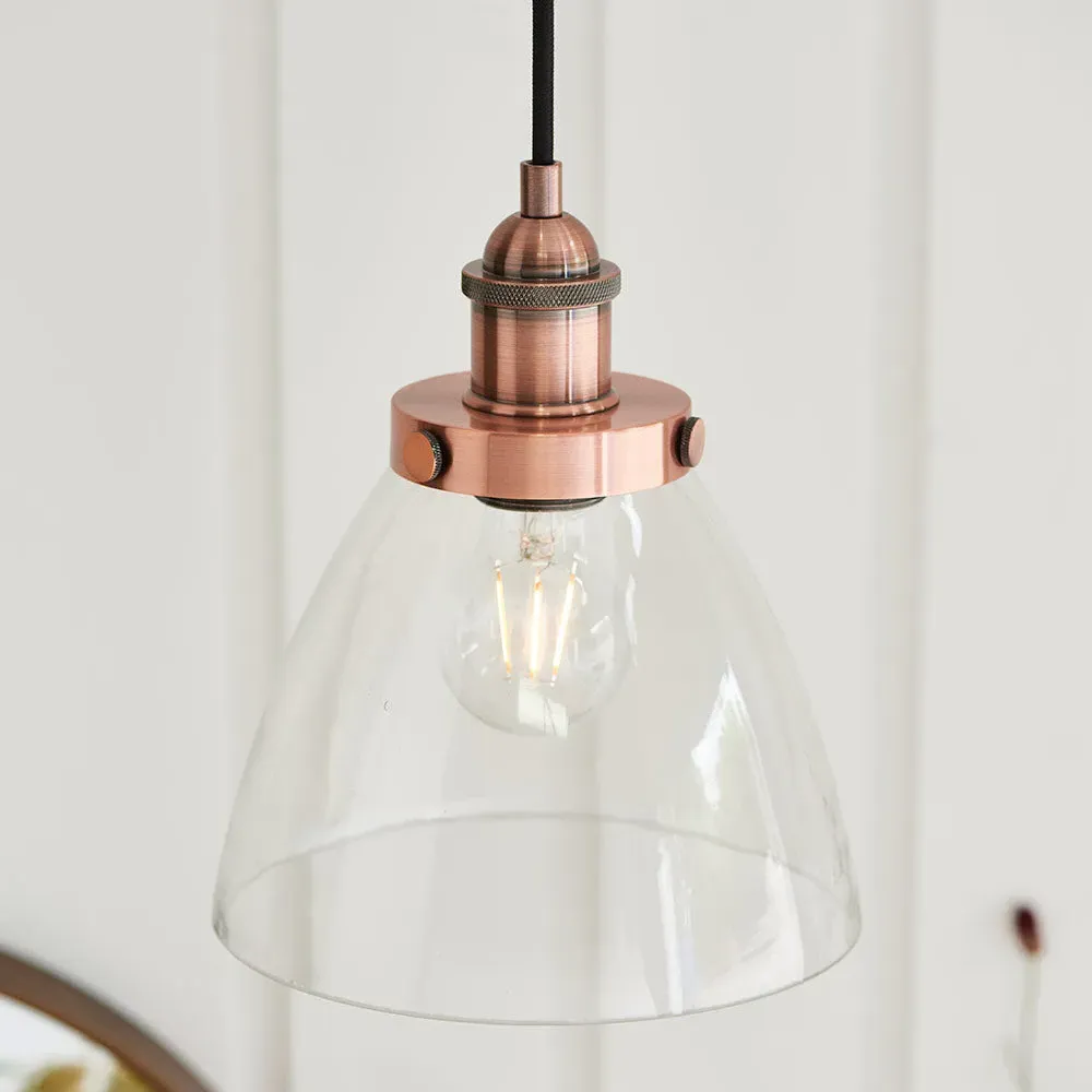Tatton Copper Pendant Light - Copper, Glass alternate view