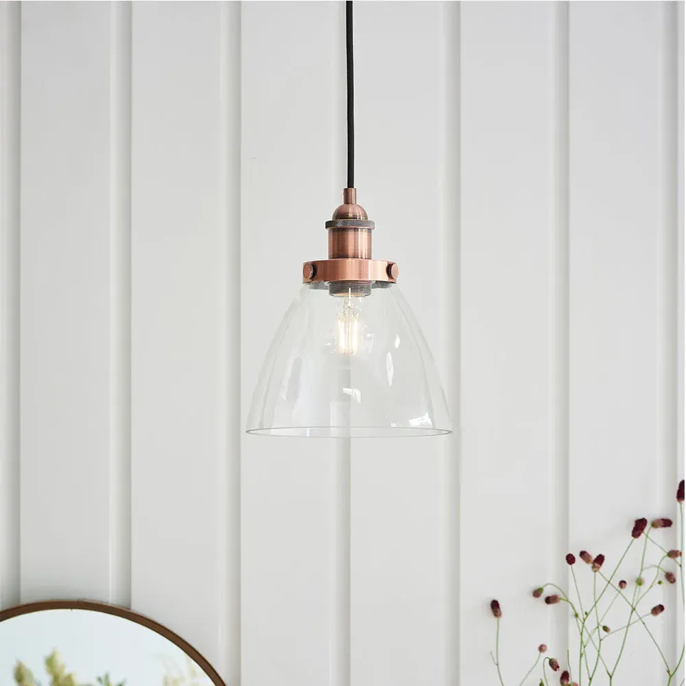 Tatton Copper Pendant Light - Copper, Glass product