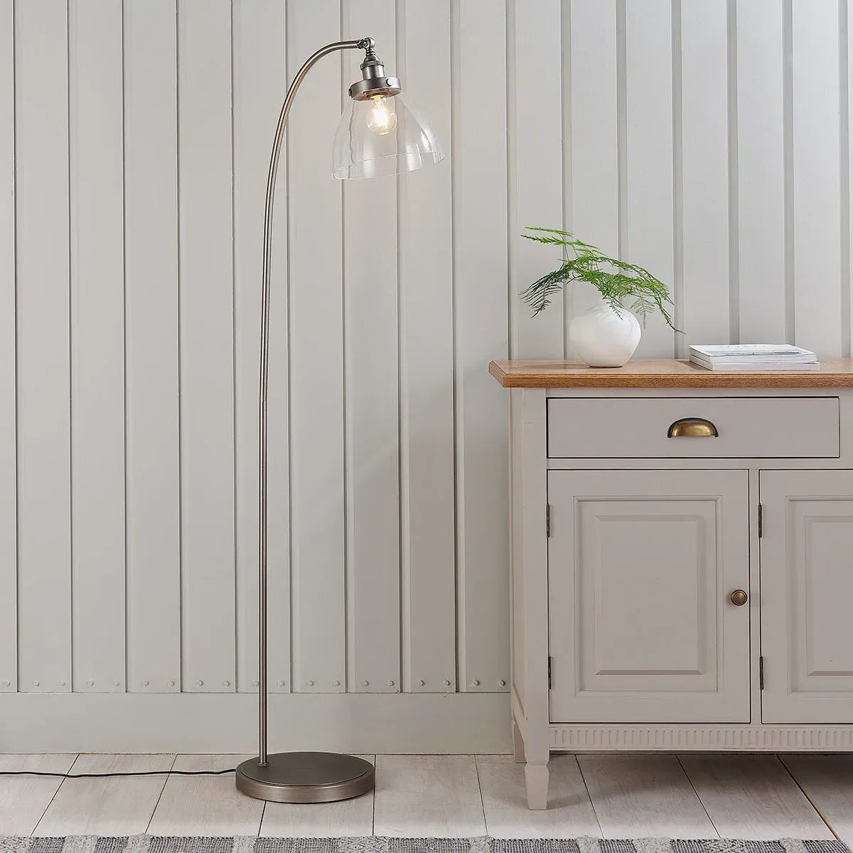 Tatton Resto Adjustable Floor Lamp - Silver, Glass product