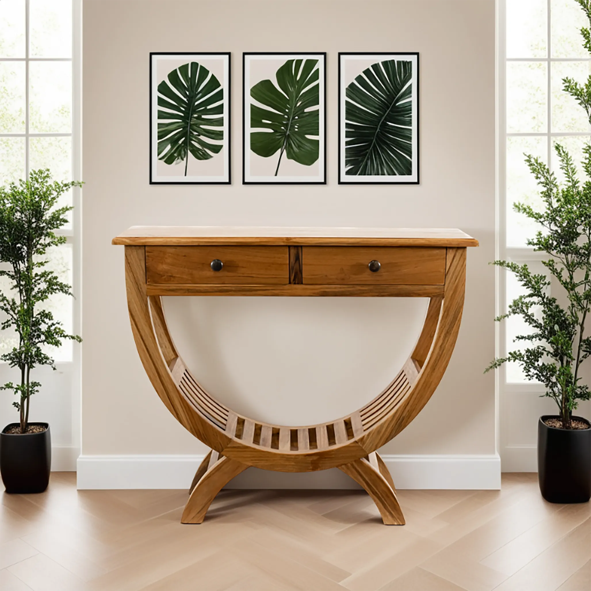 Teak Cantik Wall-Mounted Table with Storage - Teak product