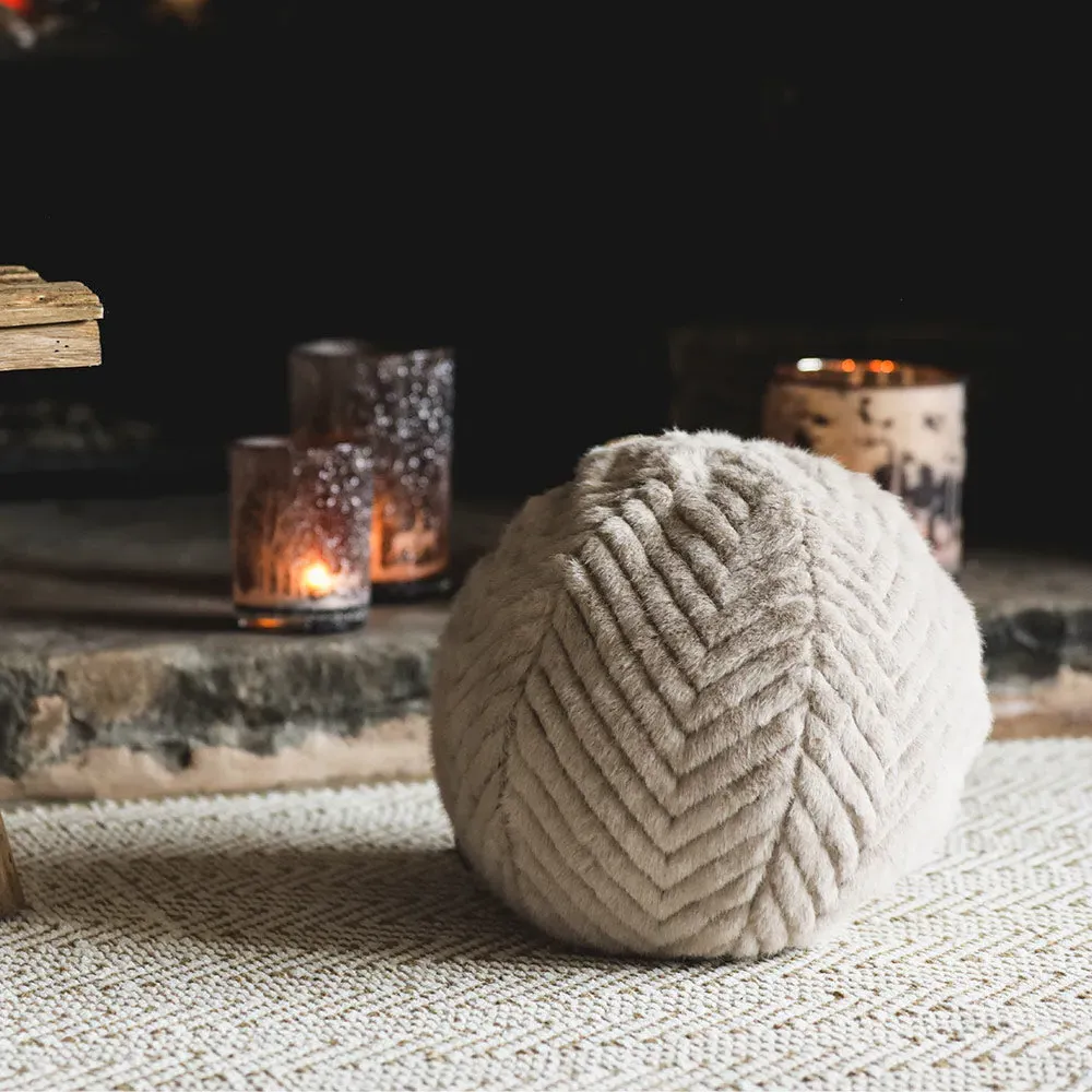 Textured Fluffy Ball Cushion - Mink product
