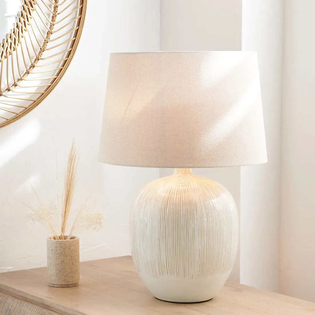 Textured Table Lamp - Cream, Ceramic product
