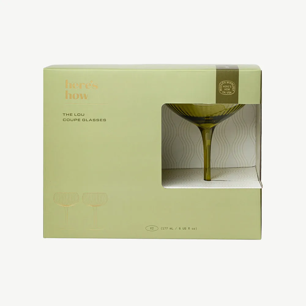 The Lou Set of 2 Coupe Cocktail Glasses - Green alternate view